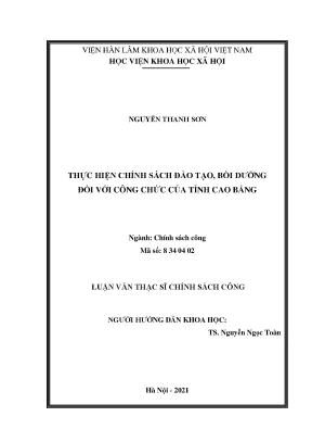 Luận văn thạc sĩ thực hiện chính sách đào tạo bồi dưỡng đối với công chức của tỉnh cao bằng