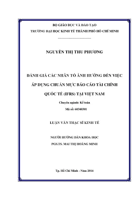 Luận văn thạc sĩ đánh giá các nhân tố ảnh hưởng đến việc áp dụng chuẩn mực báo cáo tài chính quốc tế ifrs tại việt nam