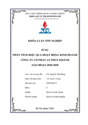 Luận văn tốt nghiệp phân tích hiệu quả hoạt động kinh doanh của công ty cổ phần an phát khánh giai đoạn 2018 2020