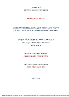 Luận văn thạc sĩ nghiên cứu tính kháng của quần thể cỏ lồng vực với một số loại thuốc trừ cỏ tại thừa thiên huế