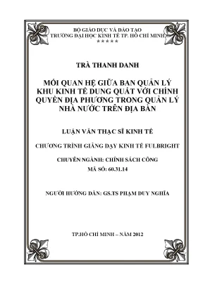 Luận văn thạc sĩ mối quan hệ giữa ban quản lý khu kinh tế dung quất với chính quyền địa phương trong quản lý nhà nước trên địa bàn