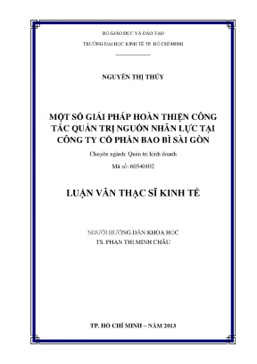Luận văn thạc sĩ một số giải pháp hoàn thiện công tác quản trị nguồn nhân lực tại công ty cổ phần bao bì sài gòn