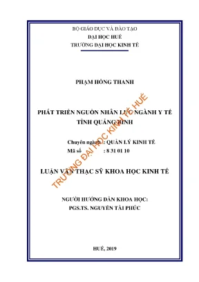Luận văn thạc sĩ phát triển nguồn nhân lực ngành y tế tỉnh quảng bình