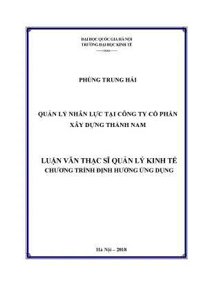 Luận văn thạc sĩ quản lý nhân lực tại công ty cổ phần xây dựng thành nam