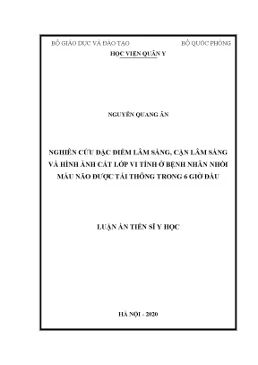 Luận án tiến sĩ nghiên cứu đặc điểm lâm sàng cận lâm sàng và hình ảnh cắt lớp vi tính ở bệnh nhân nhồi máu não được tái thông trong 6 giờ đầu