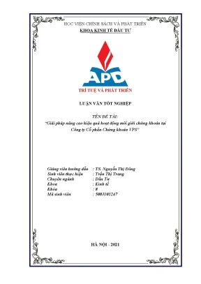Luận văn tốt nghiệp giải pháp nâng cao hiệu quả hoạt động môi giới chứng khoán tại công ty cổ phần chứng khoán vps f