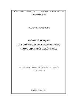 Luận án tiến sĩ trồng và sử dụng cây chùm ngây moringa oleifera trong chăn nuôi gà lông màu