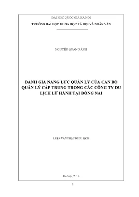 Luận văn thạc sĩ đánh giá năng lực quản lý của cán bộ quản lý cấp trung trong các công ty du lịch lữ hành tại đồng nai