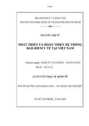 Luận văn thạc sĩ phát triển và hoàn thiện hệ thống bảo hiểm y tế tại việt nam