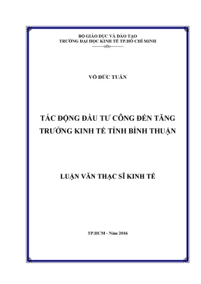 Luận văn thạc sĩ tác động đầu tư công đến tăng trưởng kinh tế tỉnh bình thuận