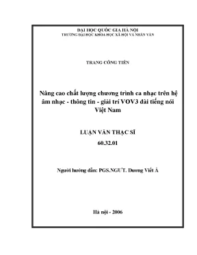 Luận văn thạc sĩ nâng cao chất lượng chương trình ca nhạc trên hệ âm nhạc thông tin giải trí vov3 đài tiếng nói việt nam