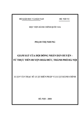 Luận văn thạc sĩ giám sát của hội đồng nhân dân huyện từ thực tiễn huyện hoài đức thành phố hà nội