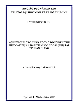 Luận văn thạc sĩ nghiên cứu các nhân tố tác động đến thu hút các dự án đầu tư nước ngoài fdi tại tỉnh an giang