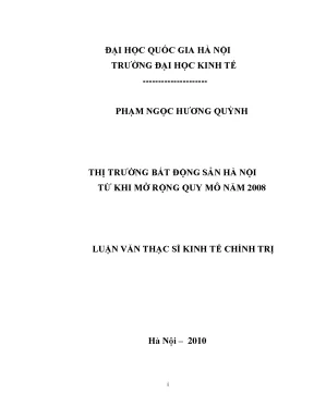 Luận văn thạc sĩ thị trường bất động sản hà nội từ khi mở rộng quy mô năm 2008