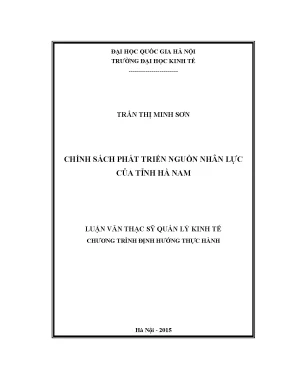 Luận văn thạc sĩ chính sách phát triển nguồn nhân lực của tỉnh hà nam