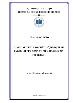 Luận văn thạc sĩ giải pháp nâng cao chất lượng dịch vụ bảo hành của công ty điện tử samsung tại tp hcm