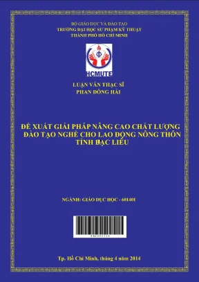 Luận văn thạc sĩ hcmute đề xuất giải pháp nâng cao chất lượng đào tạo nghề cho lao động nông thôn tỉnh bạc liêu