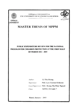 Luận văn thạc sĩ public expenditure review for the national program for children protection at the first half of period 2011 2015