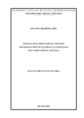 Luận án tiến sĩ đánh giá hoạt động thể dục thể thao cho mọi người dưới tác động của chính sách phát triển thể dục thể thao