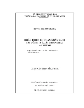 Luận văn thạc sĩ hoàn thiện dự toán ngân sách tại công ty xuất nhập khẩu an giang