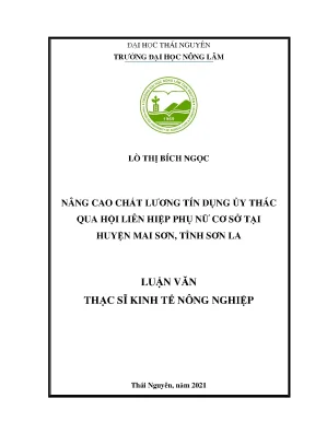 Luận văn tốt nghiệp nâng cao chất lượng tín dụng ủy thác qua hội liên hiệp phụ nữ cơ sở tại huyện mai sơn tỉnh sơn la