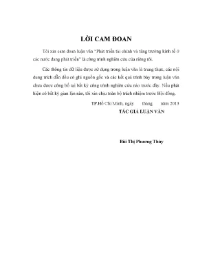 Luận văn thạc sĩ phát triển tài chính và tăng trưởng kinh tế ở các nước đang phát triển luận văn thạc sĩ