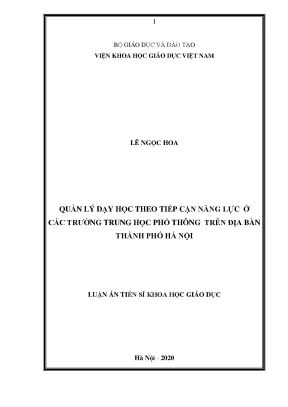 Luận án tiến sĩ quản lý dạy học theo tiếp cận năng lực ở các trường trung học phổ thông trên địa bàn thành phố hà nội