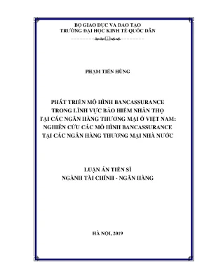 Luận án tiến sĩ phát triển mô hình bancassurance trong lĩnh vực bảo hiểm nhân thọ tại các ngân hàng thương mại ở việt nam nghiên cứu các mô hình bancassurance tại các ngân hàng thương mại nhà nước