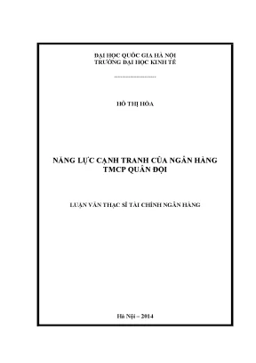 Luận văn thạc sĩ năng lực cạnh tranh ngân hàng tmcp quân đội