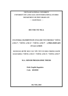 Luận văn thạc sĩ cultural elements in english textbooks tiếng anh 3 tiếng anh 4 tiếng anh 5 a preliminary evaluation
