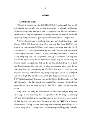 Luận án nghiên cứu phân vùng sinh thái nuôi trồng thủy sản đồng bằng sông cửu long trong điều kiện biến đổi khí hậu