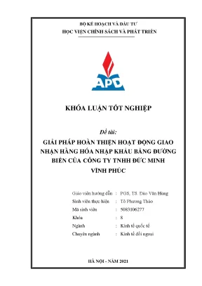 Luận văn tốt nghiệp giải pháp hoàn thiện hoạt động giao nhận hàng hóa nhập khẩu bằng đường biển của công ty tnhh đức minh vĩnh phúc
