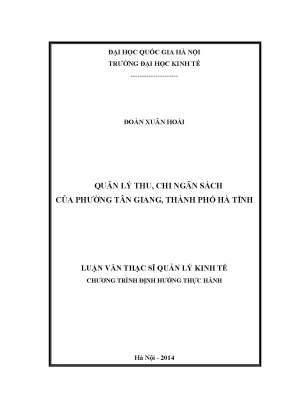 Luận văn thạc sĩ quản lý thu chi ngân sách của phường tân giang thành phố hà tĩnh