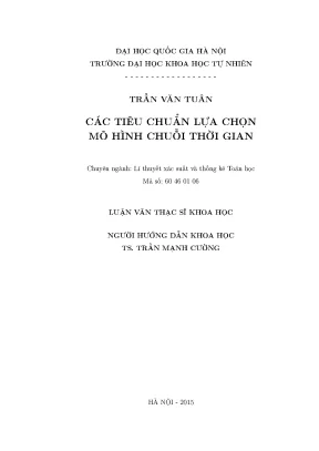 Luận văn thạc sĩ các tiêu chuẩn lựa chọn mô hình chuỗi thời gian