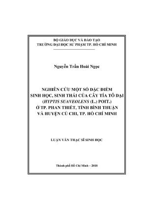 Luận văn thạc sĩ dặc điểm sinh học sinh thái của cây tía tô dại hyptis suaveolens l poit ở thành phố phan thiết tỉnh bình thuận và huyện củ chi thành phố hồ chí minh