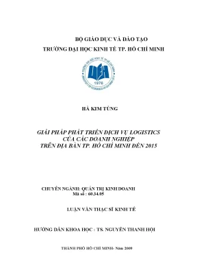 Luận văn thạc sĩ giải pháp phát triển dịch vụ logistics của các doanh nghiệp trên địa bàn tphcm đến 2015 luận văn thạc sĩ