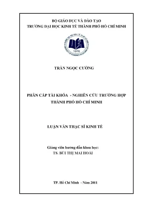 Luận văn thạc sĩ phân cấp tài khóa nghiên cứu trường hợp thành phố hồ chí minh