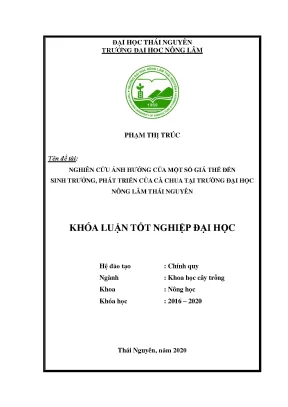 Luận văn tốt nghiệp nghiên cứu ảnh hưởng của một số giá thể đến sinh trưởng phát triển của cà chua tại trường đại học nông lâm thái nguyên