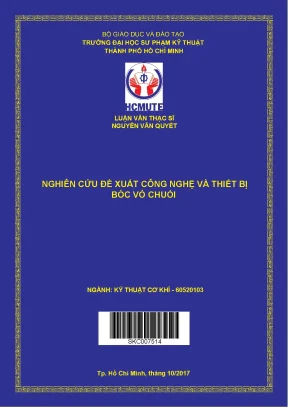 Luận văn thạc sĩ hcmute nghiên cứu đề xuất công nghệ và thiết bị bóc vỏ chuối