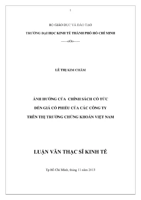 Luận văn thạc sĩ ảnh hưởng của chính sách cổ tức đến giá cổ phiếu của các công ty trên thị trường chứng khoán việt nam