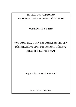 Luận văn thạc sĩ tác động của quản trị vốn luân chuyển đến khả năng sinh lợi của các công ty niêm yết tại thị trường chứng khoán việt nam