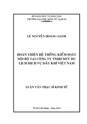 Luận văn thạc sĩ hoàn thiện hệ thống kiểm soát nội bộ tại công ty tnhh mtv du lịch dịch vụ dầu khí việt nam