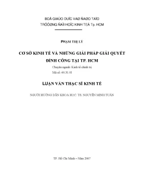 Luận văn thạc sĩ cơ sở kinh tế và những giải pháp giải quyết đình công tại thành phố hồ chí minh luận văn thạc sĩ