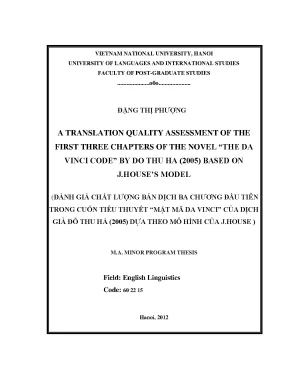 Luận văn thạc sĩ a translation quality assessment of the first three chapters of the novel the da vinci code by do thu ha 2005 based on j houses model