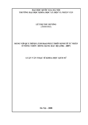Luận văn thạc sĩ đảng với quá trình lãnh đạo phát triển kinh tế tư nhân ở nông thôn đồng bằng bắc bộ 1986 2007