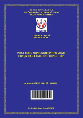 Luận văn thạc sĩ hcmute phát triển nông nghiệp bền vững huyện cao lãnh tỉnh đồng tháp
