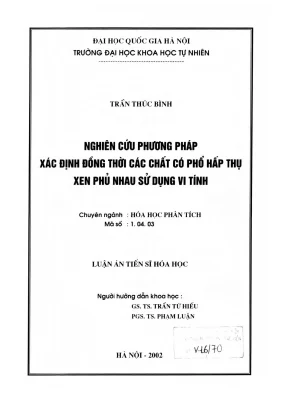 Luận án tiến sĩ nghiên cứu phương pháp xác định đồng thời các chất có phổ hấp thụ xen phủ nhau sử dụng vi tính