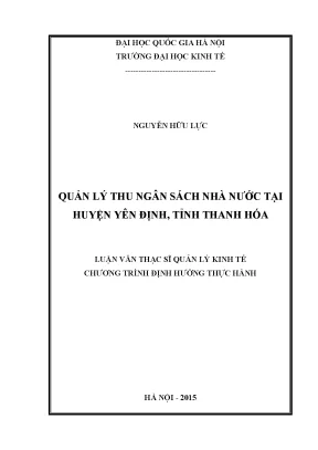 Luận văn thạc sĩ quản lý thu ngân sách nhà nước tại huyện yên định tỉnh thanh hóa