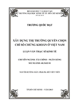 Luận văn thạc sĩ xây dựng thị trường quyền chọn chỉ số chứng khoán ở việt nam