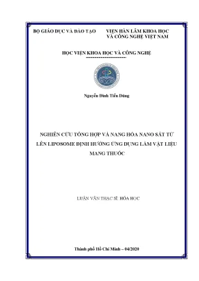 Luận án tiến sĩ nghiên cứu tổng hợp và nang hóa nano sắt từ lên liposome định hướng ứng dụng làm vật liệu mang thuốc
